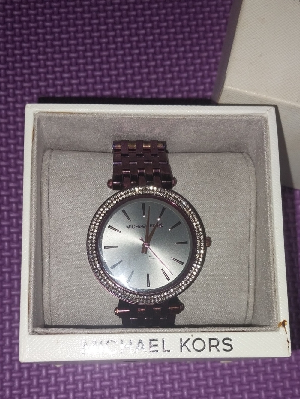 Michael Kors Plum Purple-Tone Bracelet Watch with Crystal Bezel